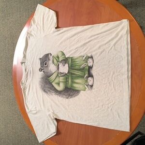 Coffee SquirrelMulticolor on Heather White Triblend Unisex T-Shirt L